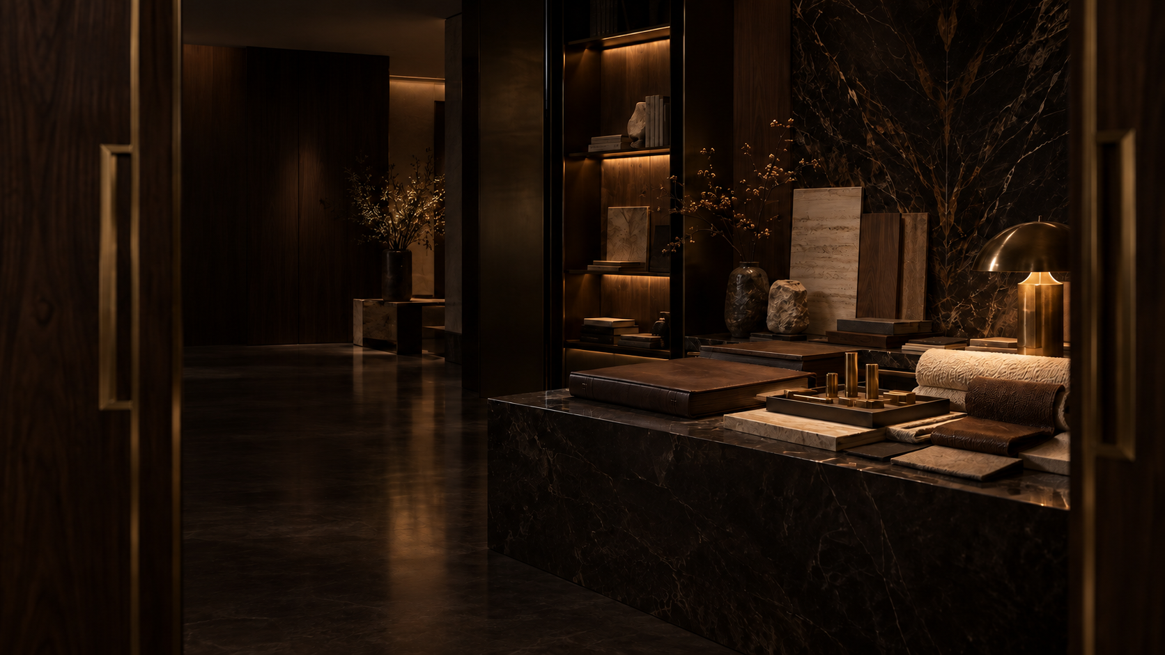 The Reserve private materials salon at night