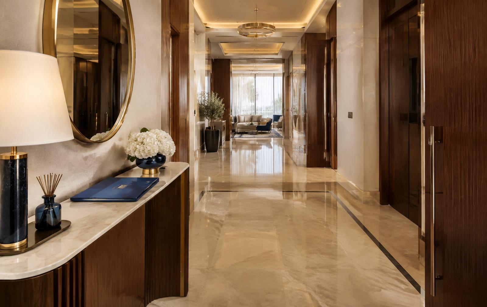 Luxury UAE villa entrance prepared for final handover inspection